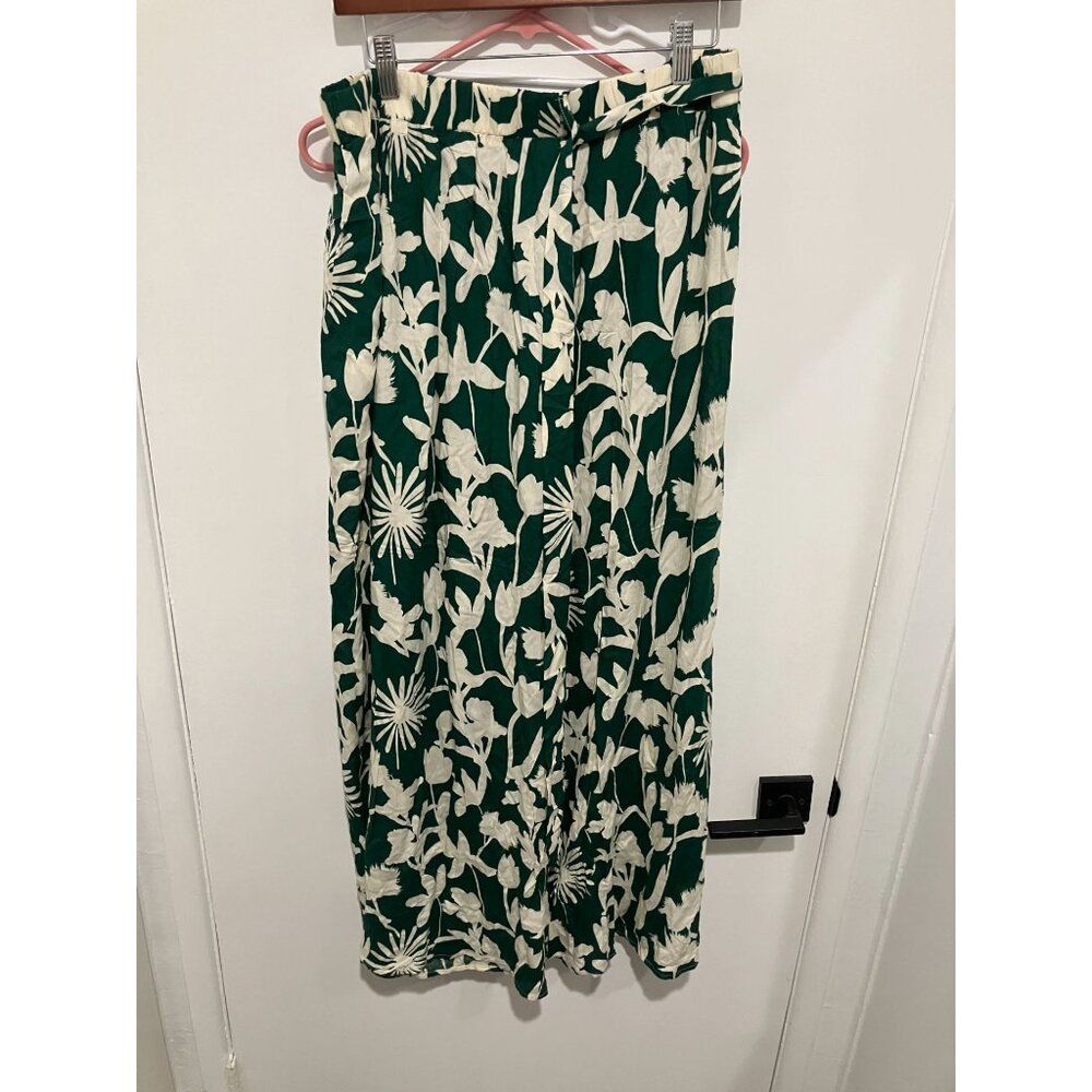 Bsubseach Wide Leg Pants Woman Flowy Floral Palazzo Pants, Green, Size XL - Picture 3 of 4
